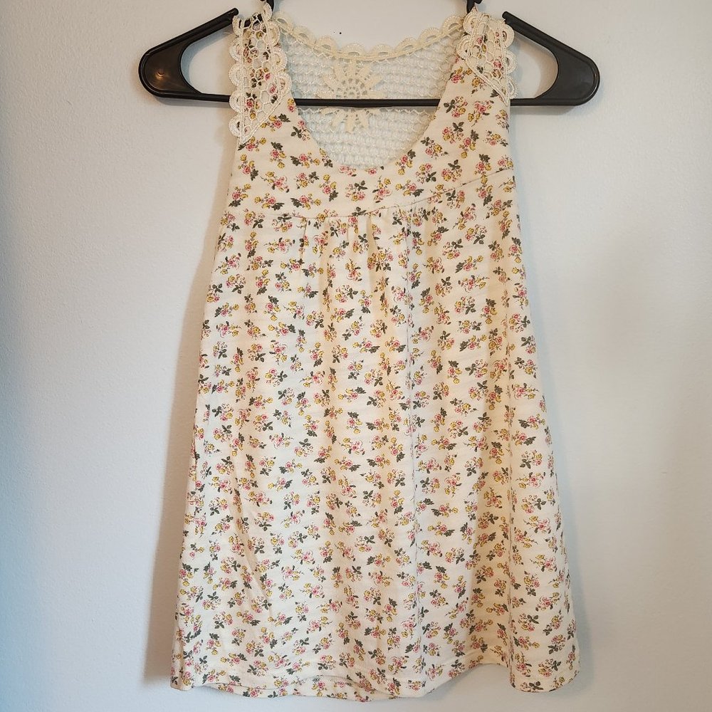 Floral tank top with crochet back